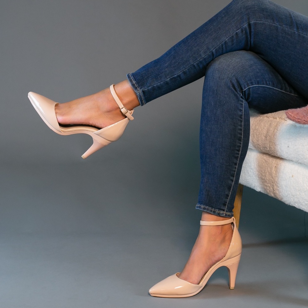 CONVERTIBLE HEEL - Pashion 1.0 The D'Orsay Sand Patent Stiletto 4 Inch